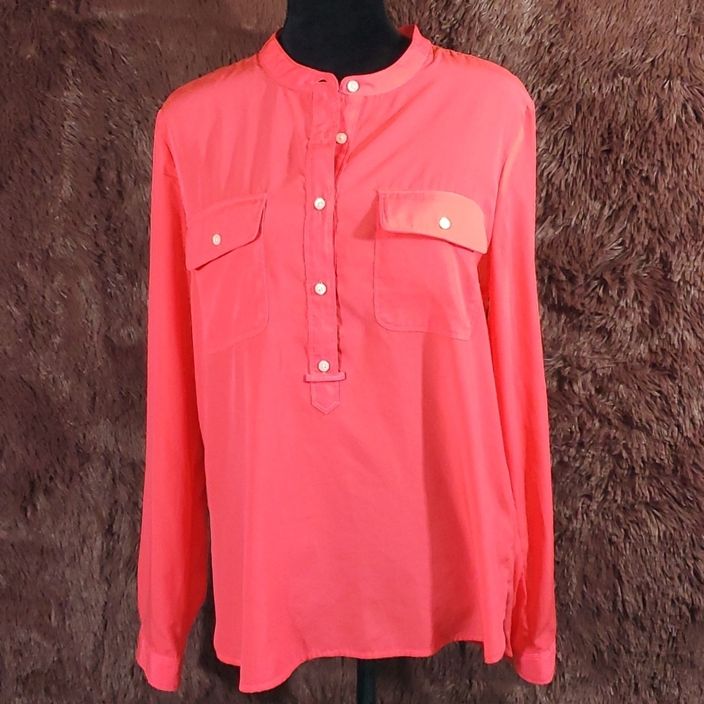 Gap Neon Pink Long Sleeve Blouse
